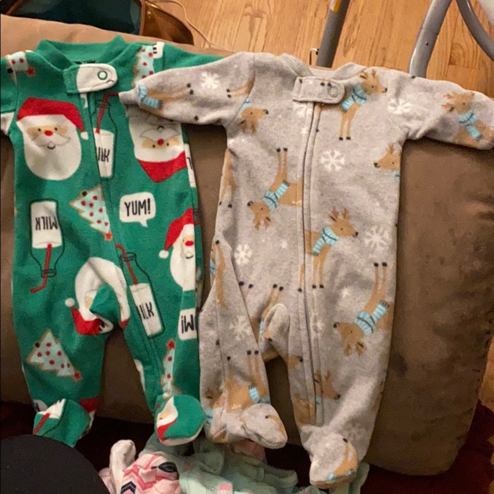 Fleece Carter’s footie pajamas.